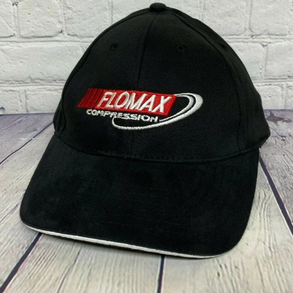 Vintage Hat Baseball Cap Flomax Compression Stretch Fit Size LXL Black AJM Item3